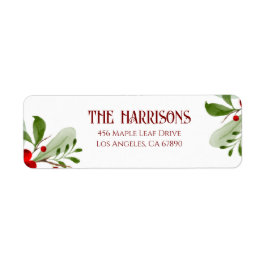 Holly Berry Christmas Holiday Custom Returadress Etikett