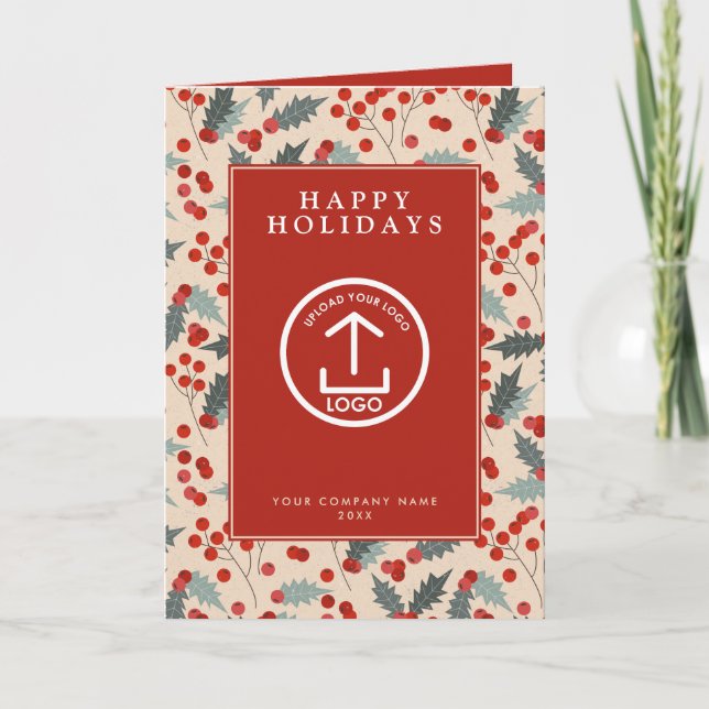 Holly Berry Corporate Business QR-kod jul Helgkort (Framsida)