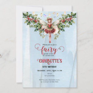 Holly Berry December Birth Flower Fairy Birthday Inbjudningar