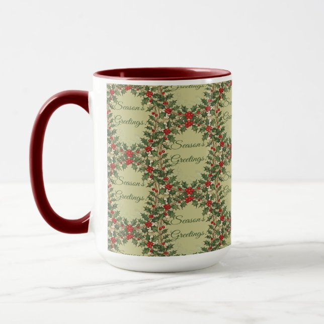 Holly Berry Decorative Season's Greetings Mugg (Vänster)