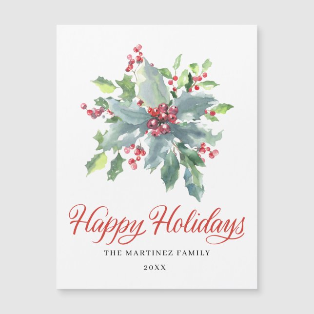 Holly Berry Glad helg Magnetic Card (Framsida)