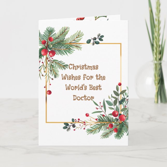 Holly Berry God jul Önskemål för Doktor Helgkort (Framsida)