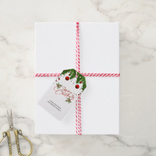 Holly Berry Gradient Red Script God jul Presentetikett