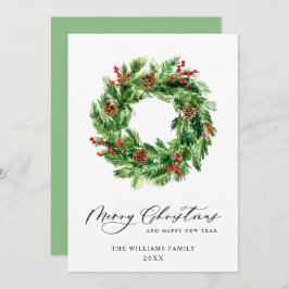 Holly Berry Gräs Cones jul Wand Julkort