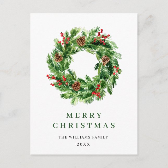 Holly Berry Gräs Cones jul Wand Vykort (Framsida)