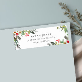 Holly Berry Gräs Mycket God jul Adress Returadress Etikett