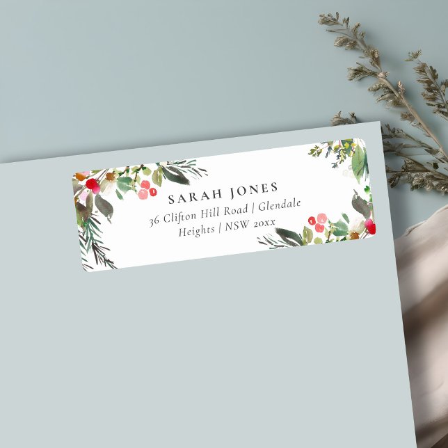 Holly Berry Gräs Mycket God jul Adress Returadress Etikett (Skapare uppladdad)