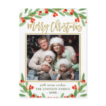 Holly Berry Gren PHOTO jul Hälsning