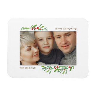 Holly Berry Guld Botanical Photo Helgdag Magnet