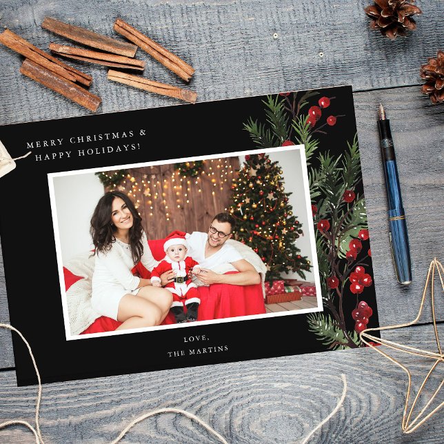 Holly Berry H Photo Helgdag eller jul - Black (Skapare uppladdad)