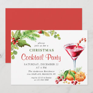 Holly Berry Helgdag jul Cocktail Party Inbjudningar