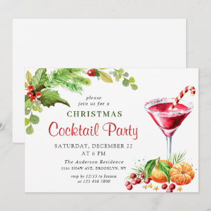 Holly Berry Helgdag jul Cocktail Party Inbjudningar