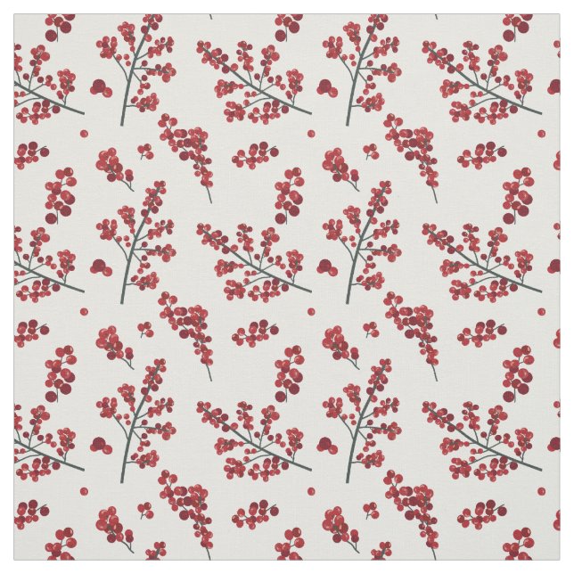 Holly Berry Helgdag, julrepande Mönster Tyg (Provkarta)