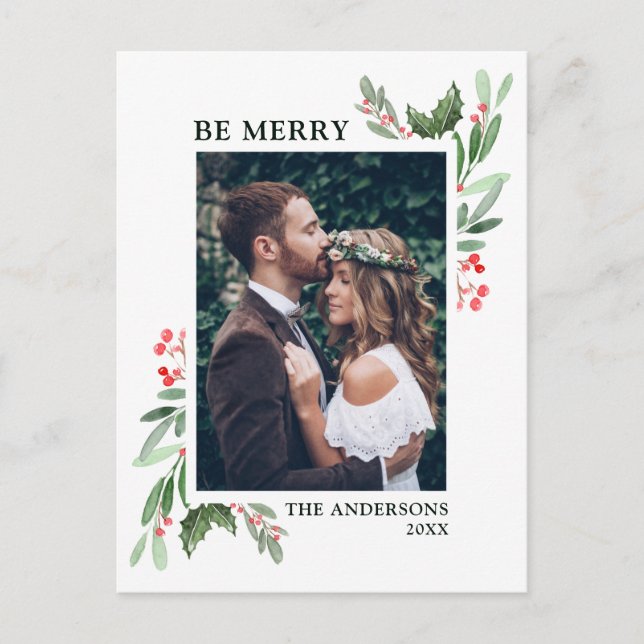 Holly Berry Helgdag Photo Helg Vykort (Framsida)