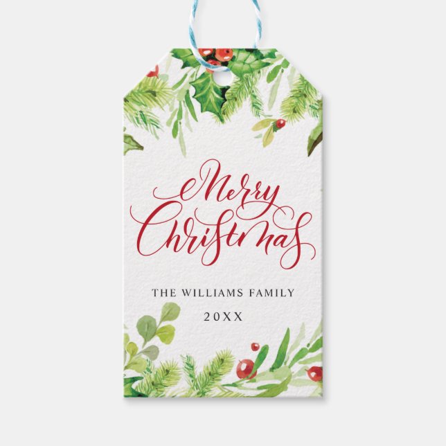 Holly Berry Helgdag Presentetikett (Framsidan)