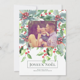 Holly Berry Joyeux Noël Elegant-julkort Inbjudningar