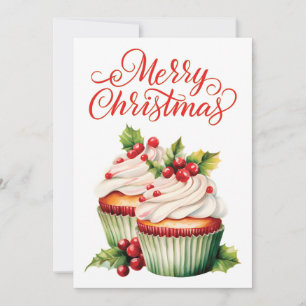 Holly Berry jul Cuptårta Julkort
