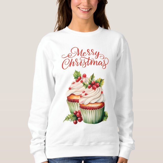Holly Berry jul Cuptårta T Shirt (Framsida)