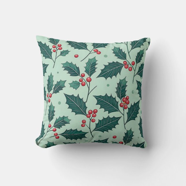 Holly Berry jul Cushion Kudde (Framsida)