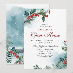 Holly Berry jul Mistletoe Helgdag OPEN HOUSE Inbjudningar