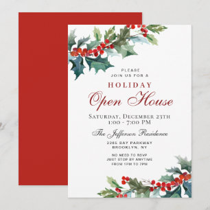 Holly Berry jul Mistletoe Helgdag OPEN HOUSE Inbjudningar