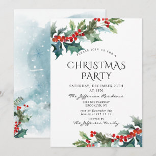 Holly Berry jul Mistletoe Julfest Inbjudningar