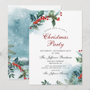 Holly Berry jul Mistletoe Julfest Inbjudningar