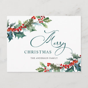 Holly Berry jul Mistletoe Julhälsningar Vykort
