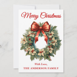 Holly Berry-julkrans med Red Bow Julkort