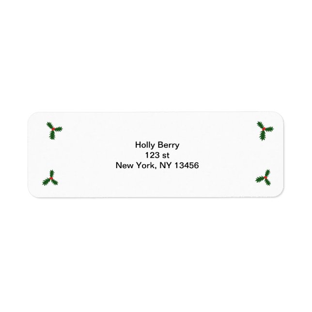 Holly Berry julretur-etikett Returadress Etikett (Framsidan)