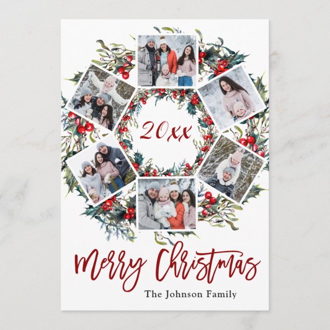 Holly Berry-kort för andningsskydd (FOTO) Inbjudningar (Framsida)