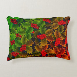 Holly berry lämnar glansande röd grönt vintervärme prydnadskudde