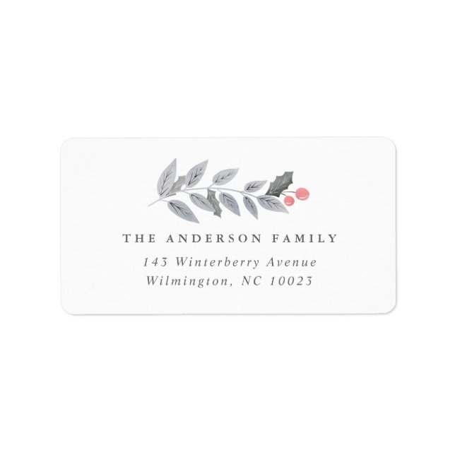 Holly Berry Löv Gren Garland Helgdag jul Adressetikett (Framsidan)