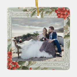 Holly Berry Mistletoe Christmas Wedding Vintage Julgransprydnad Keramik