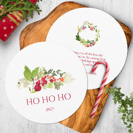 Holly Berry och Evergreen Watercolor Ho Ho Card Inbjudningar