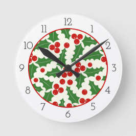 Holly berry och gräns jul helgdag rund klocka