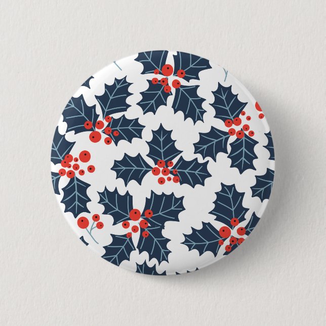 Holly berry på vitt knapp (Framsida)