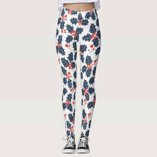 Holly berry på vitt leggings