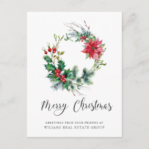 Holly Berry Poinsettia WandeCorporate-jul Helg Vykort
