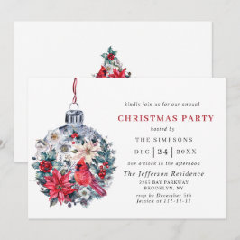 Holly Berry Red Cardinal-Julfesten Julen Inbjudningar