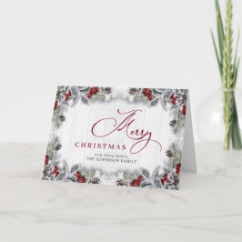Holly Berry Rustic-julen Hälsning Kort