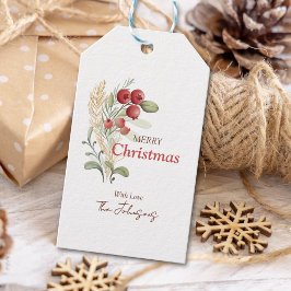 Holly Berry Rustic Simple Christmas Holiday Presentetikett