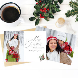 Holly Berry Simple Elegant God jul 2 Photo Inbjudningar