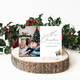 Holly Berry Simple Elegant God jul Photo Inbjudningar