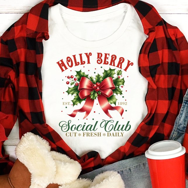 Holly Berry Social Klubb jul Bow Coquette T Shirt (Skapare uppladdad)