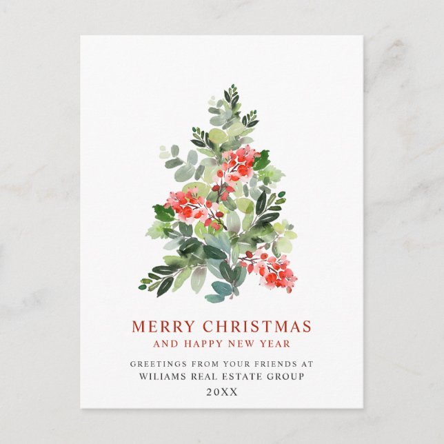 Holly Berry Träd jul Corporate Helgdag Vykort (Framsida)