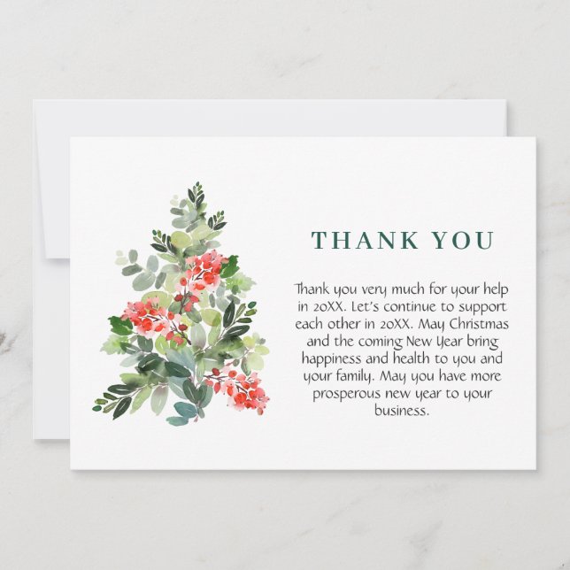 Holly Berry Träd jul Hälsning Helgdag Tack Kort (Framsida)