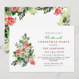 Holly Berry Träd Virtuell CHRISTMAS Julfest Inbjudningar
