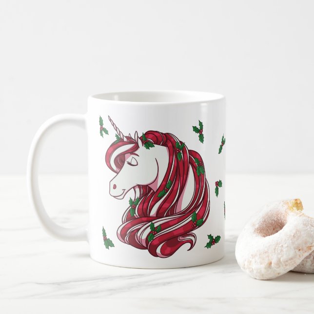 Holly Berry Unicorn Kaffemugg (Med munk)