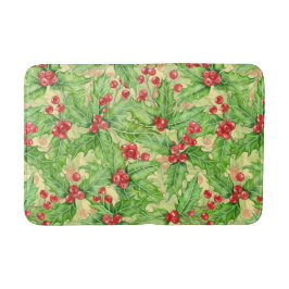 Holly berry, vattenfärg jul mönster badrumsmatta